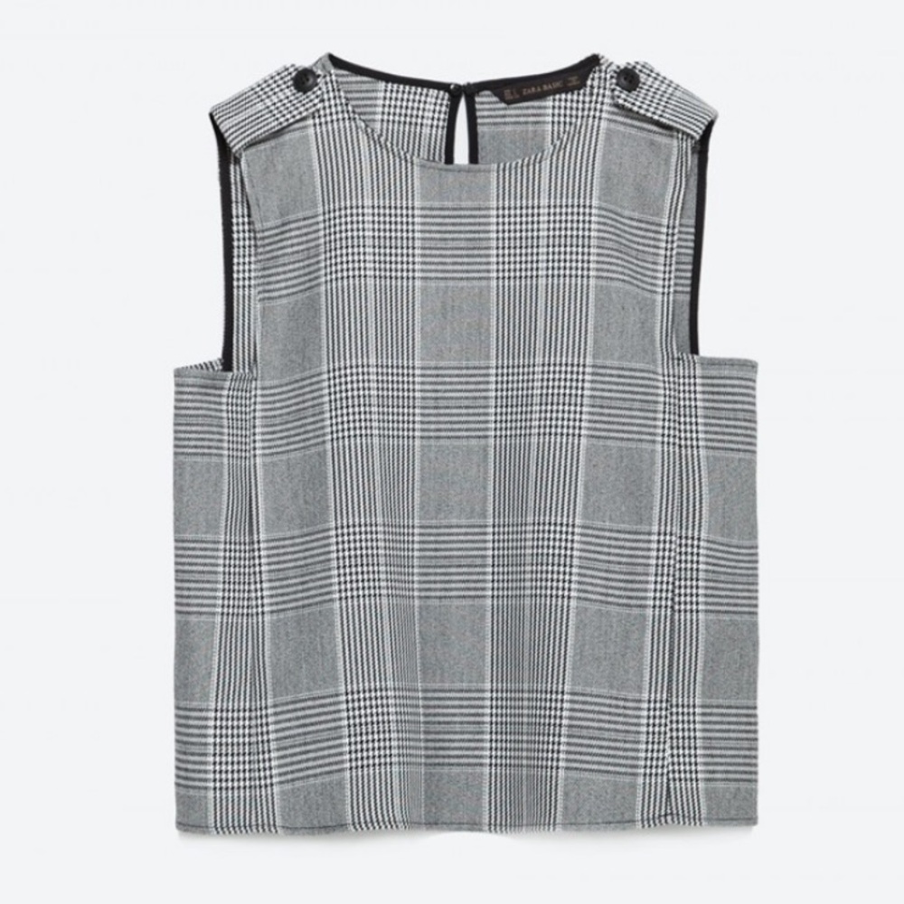 Zara Black and white plaid top